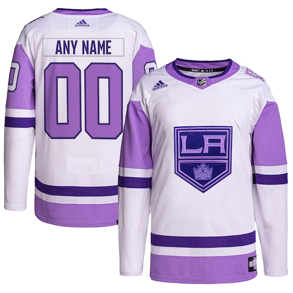 Los Angeles Kings adidas Hockey Fights Cancer Primegreen Authentic Custom Jersey - White/Purple