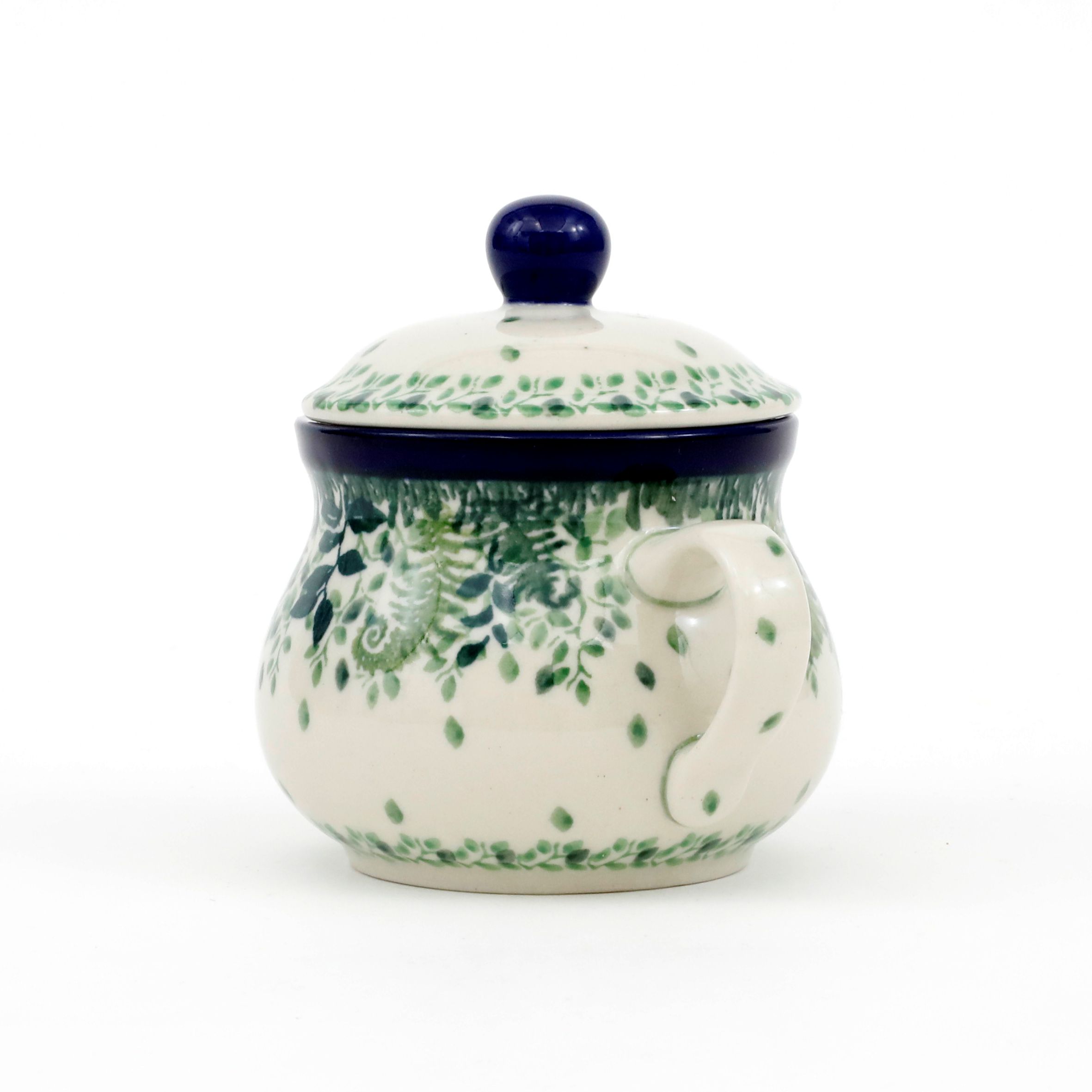 Cukiernica ceramiczna z uchwytami 035 h-9,5cm  2206X Zielone paprocie
