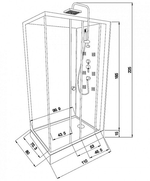 Cabine de douche rectangulaire INDUSTRY Marble - 80x110 cm