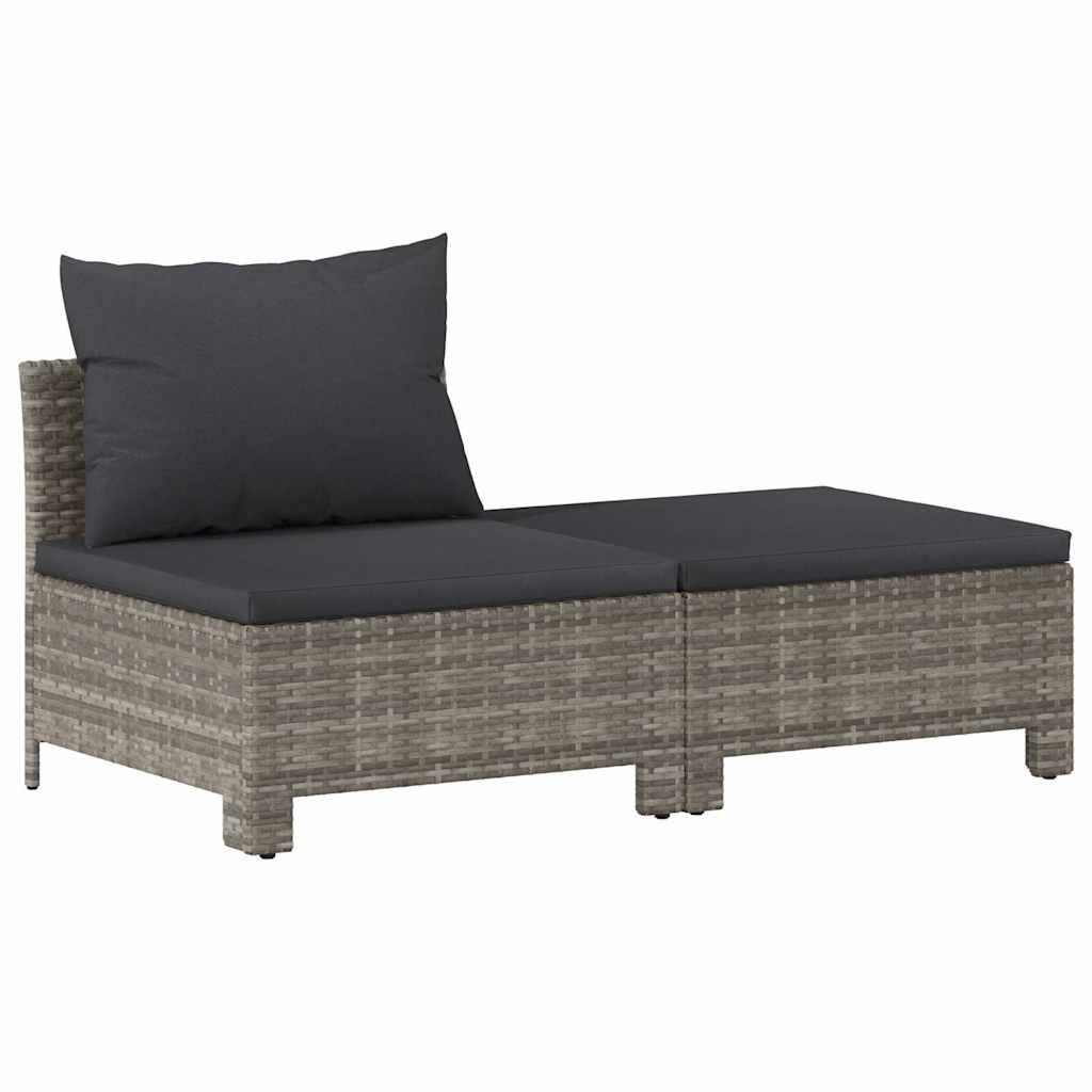 Ogrodowy zestaw wypoczynkowy Szary Technorattan sofa środkowa
