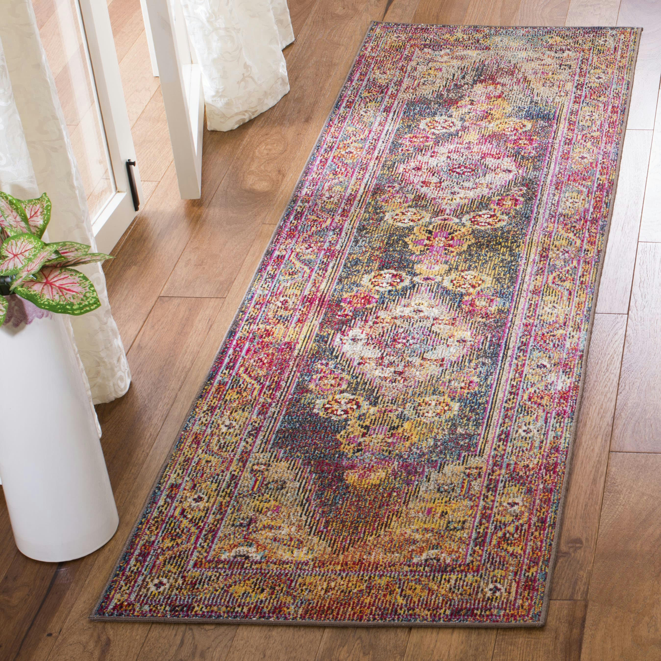 CRYSTAL - Tapis de salon interieur en bleu marine & bleu clair, 66 x 213 cm