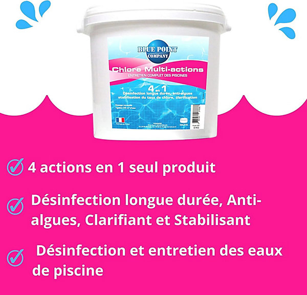 Chlore Multifonctions - Traitement Tout-en-Un à Multiples Actions/Galets de Chlore - 5KG