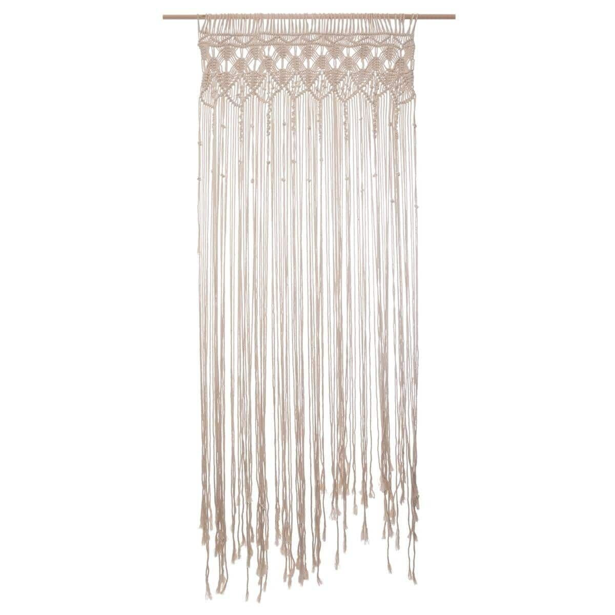 Zasłona Makrama bawełniana beżowa 90x200 cm pleciona boho