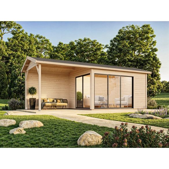 Gartenhaus »Amanda«, Aufstellmaße BxTxH: 712 x 340 x 280 cm, unbehandelt, Holz