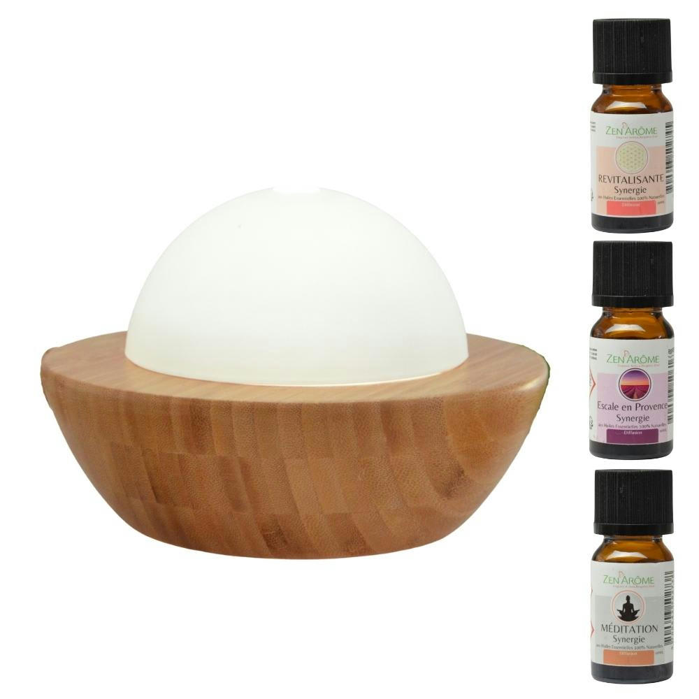 COFFRET - Diffuseur en Bambou et Verre Belisia et 3 Synergies Spéciales YogiYoga