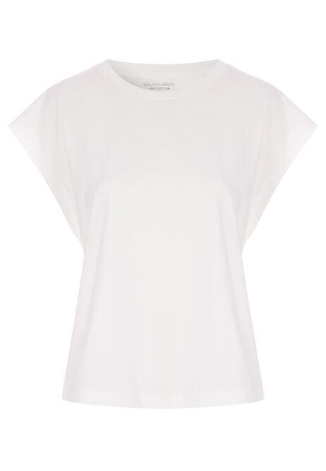Womens Cream Extended Sleeve Cotton T-Shirt