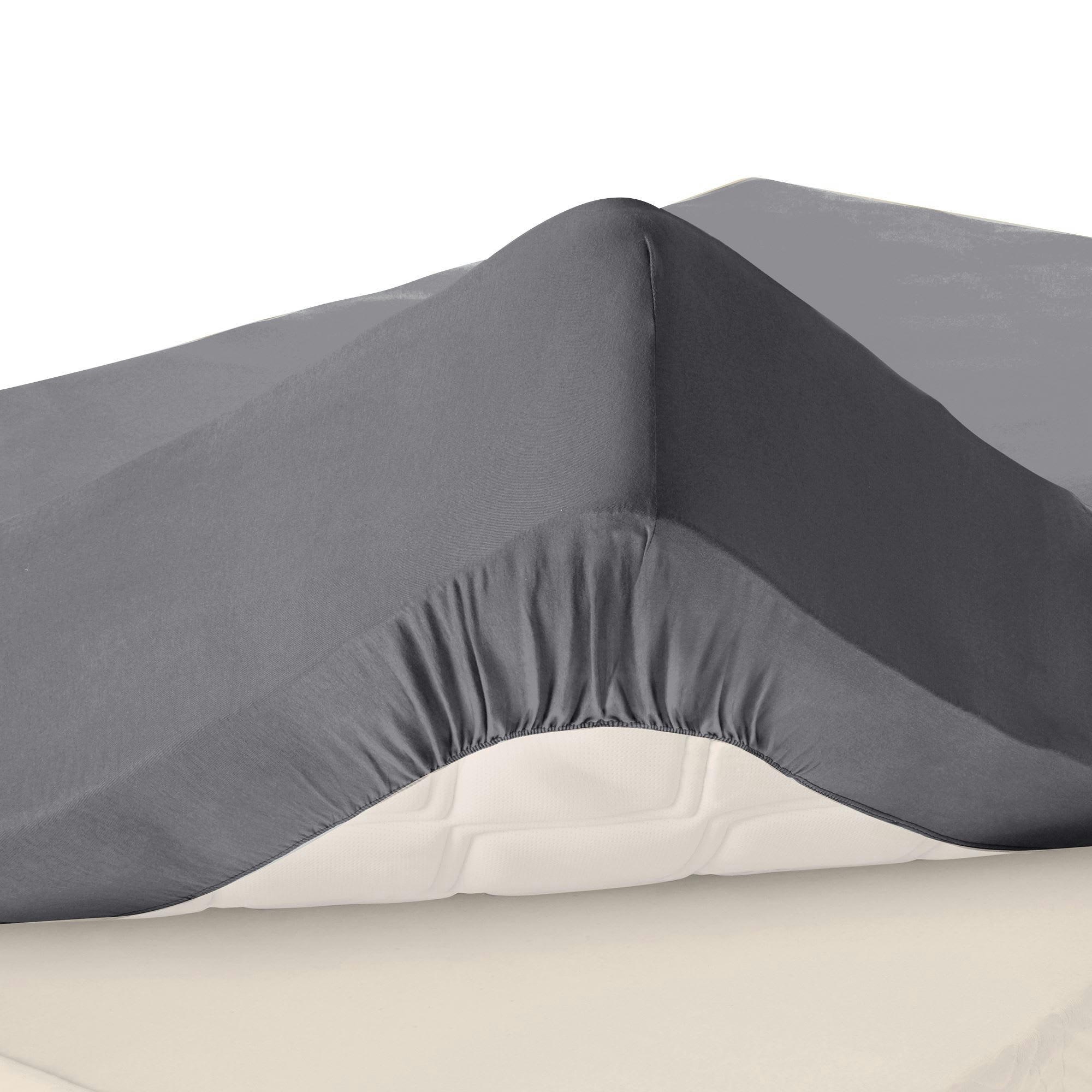 PERCALE - Drap-housse grand bonnet 180x200x32 gris souris en coton