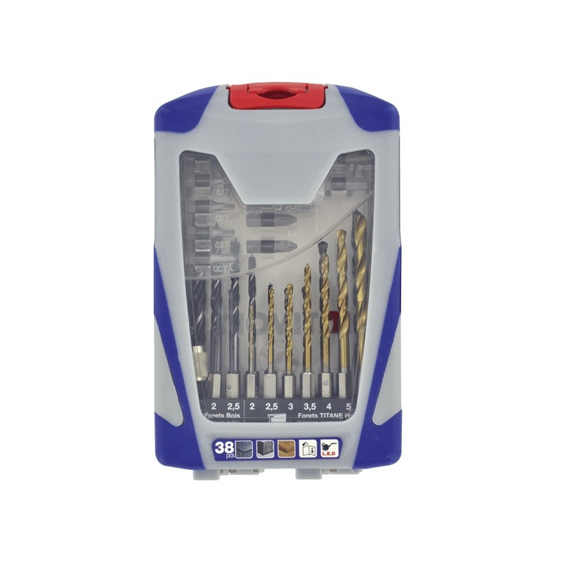 Coffret mixte de forets hexagonaux 38 pièces