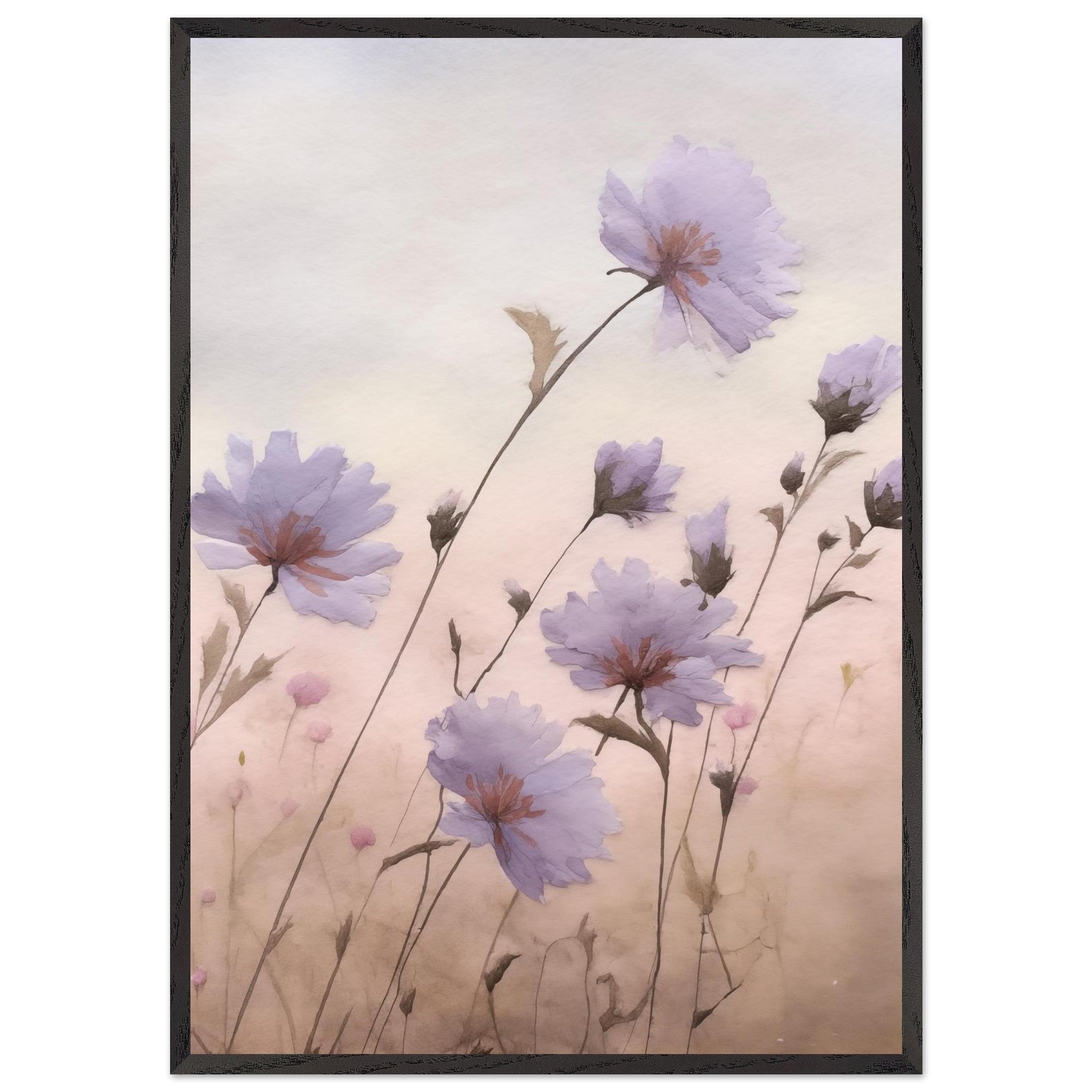 Artfulprints Poster met Lijst Flower aquarel 2  - 70x100 cm - Roze