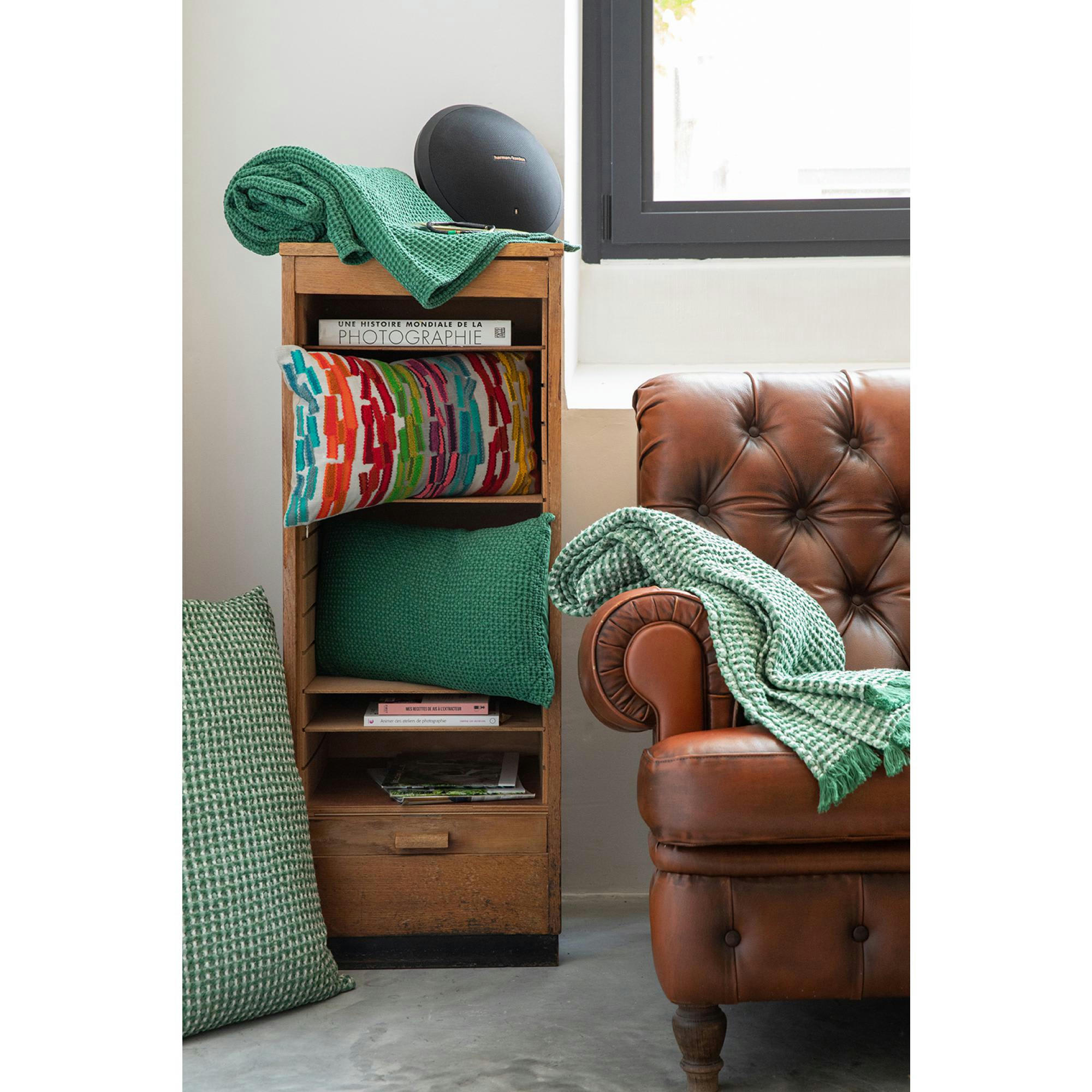 MAIA - Plaid stonewashed  en coton epicea 140 x 200