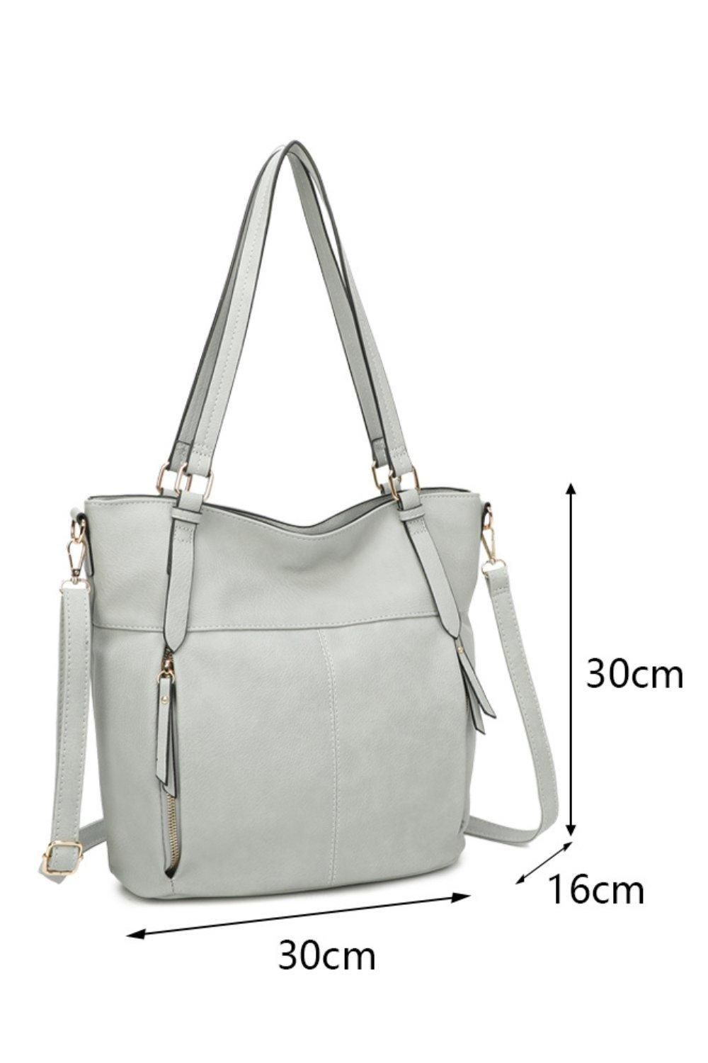 Fontanella Fashion Reese Quadruple Zips PU Leather Shoulder Tote Bag