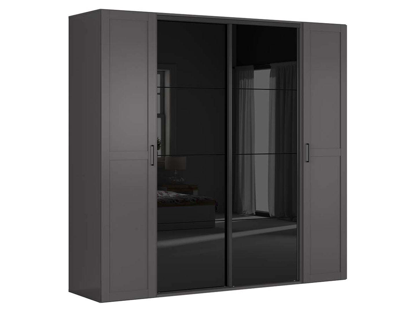 Szafa modułowa Flex 250 cm przesuwna grafit/czarny połysk