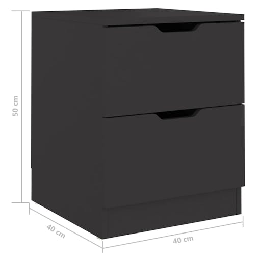 NNEVL Bedside Cabinet Black 40x40x50 cm Chipboard