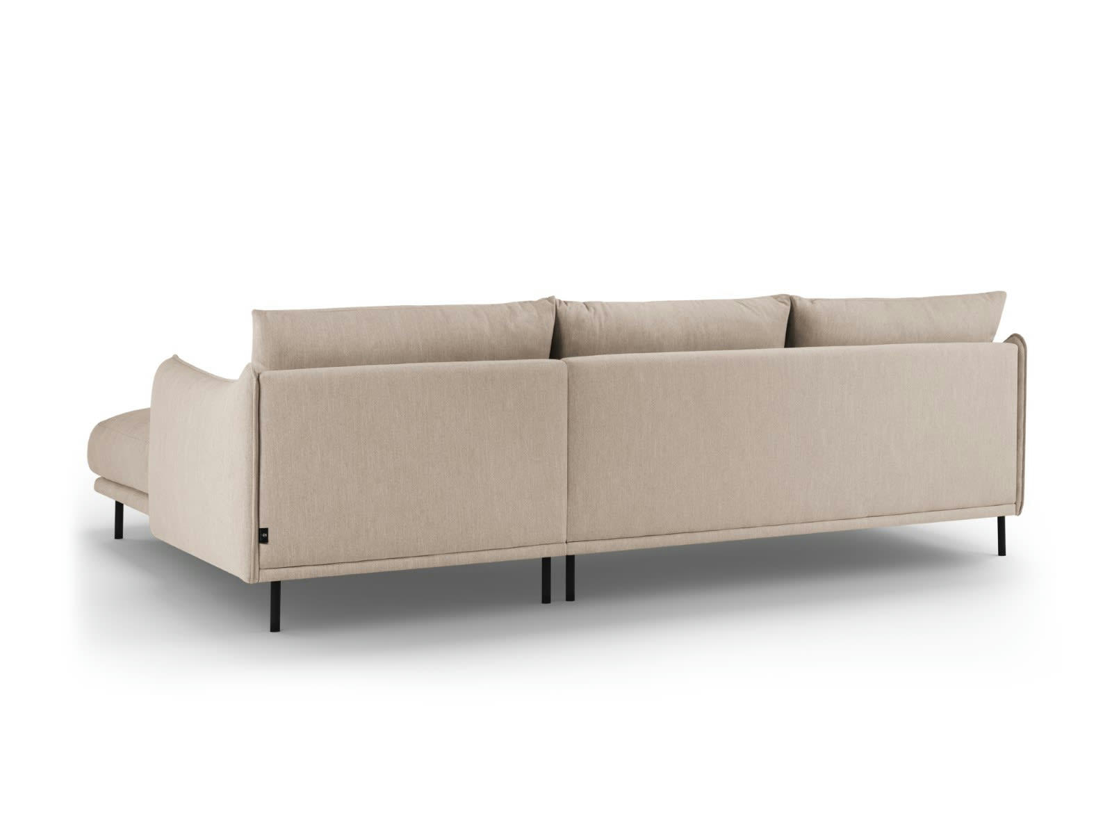 PARIS - Canapé D'Angle Droit 5 places en Tissu Structurel Beige Foncé