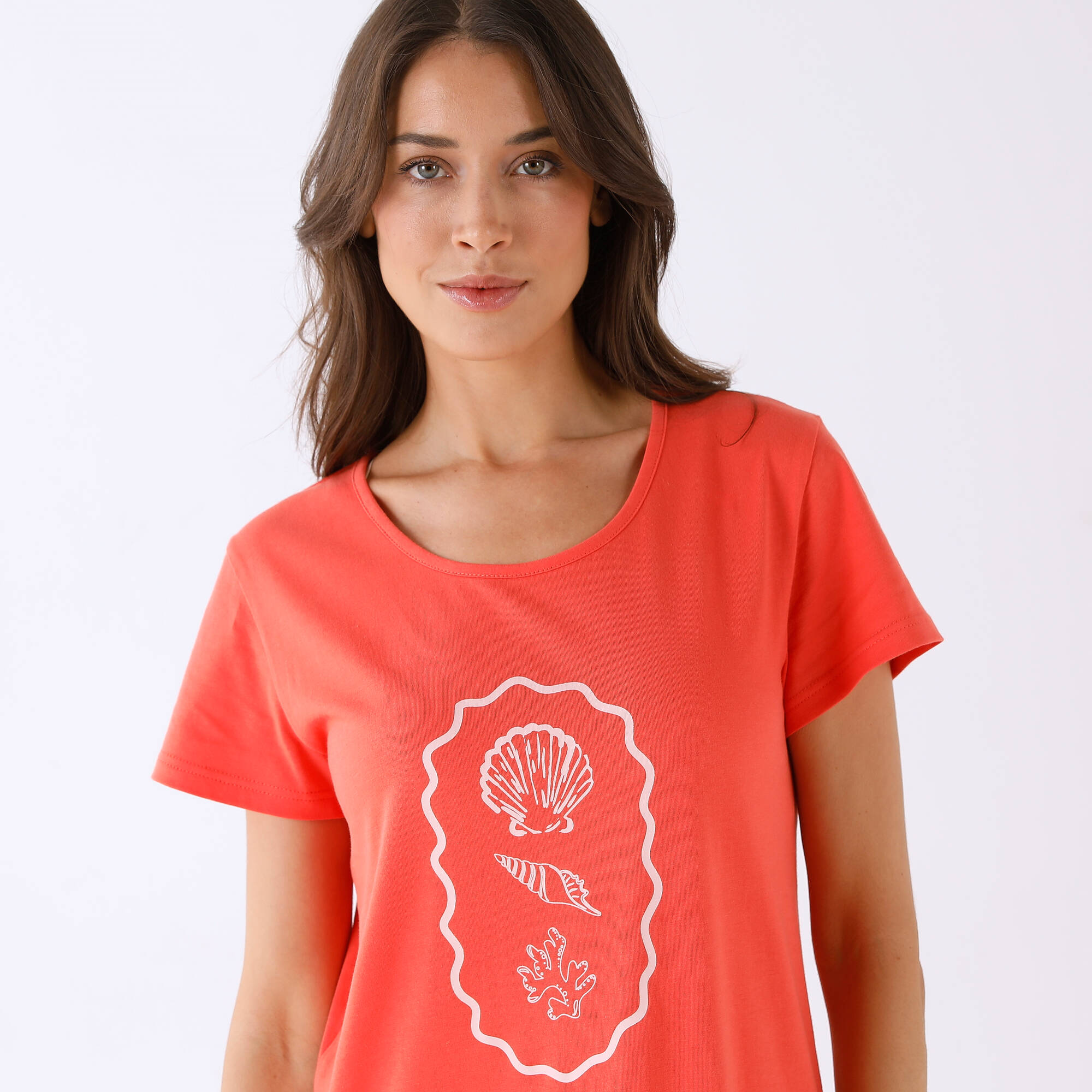 Chemise de nuit longue, motif coquillages