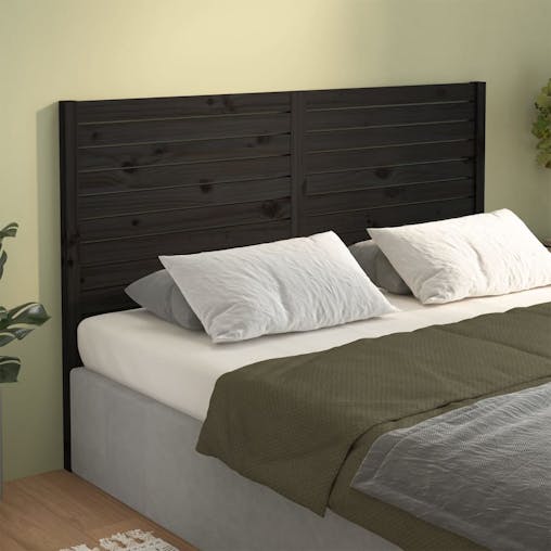 NNEVL Bed Headboard Black 141x4x100 cm Solid Wood Pine