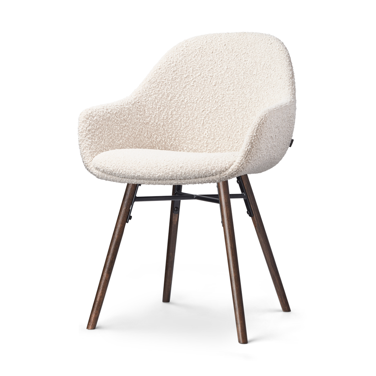 Nolon Nena-Mae Eetkamerstoel Bouclé Beige - Armleuning - Walnoot