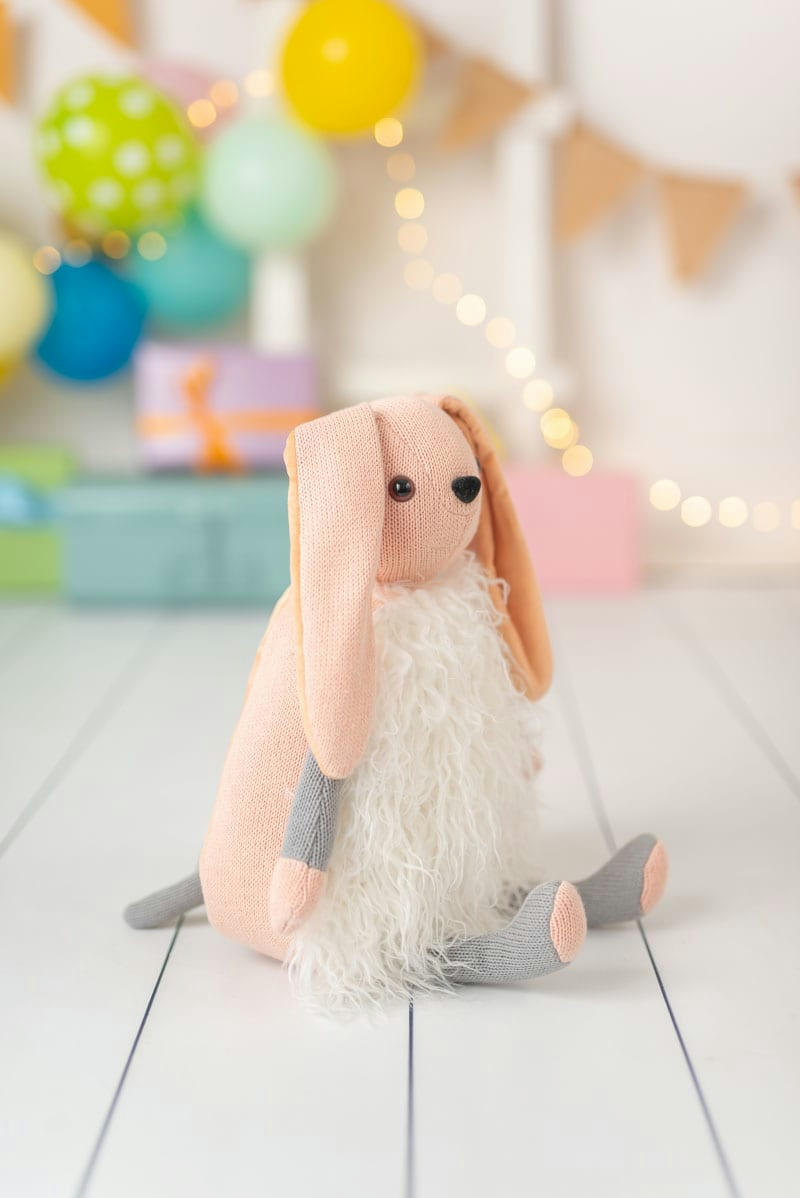 MONTESSORI - Coussin lapin Clara 100% coton rose