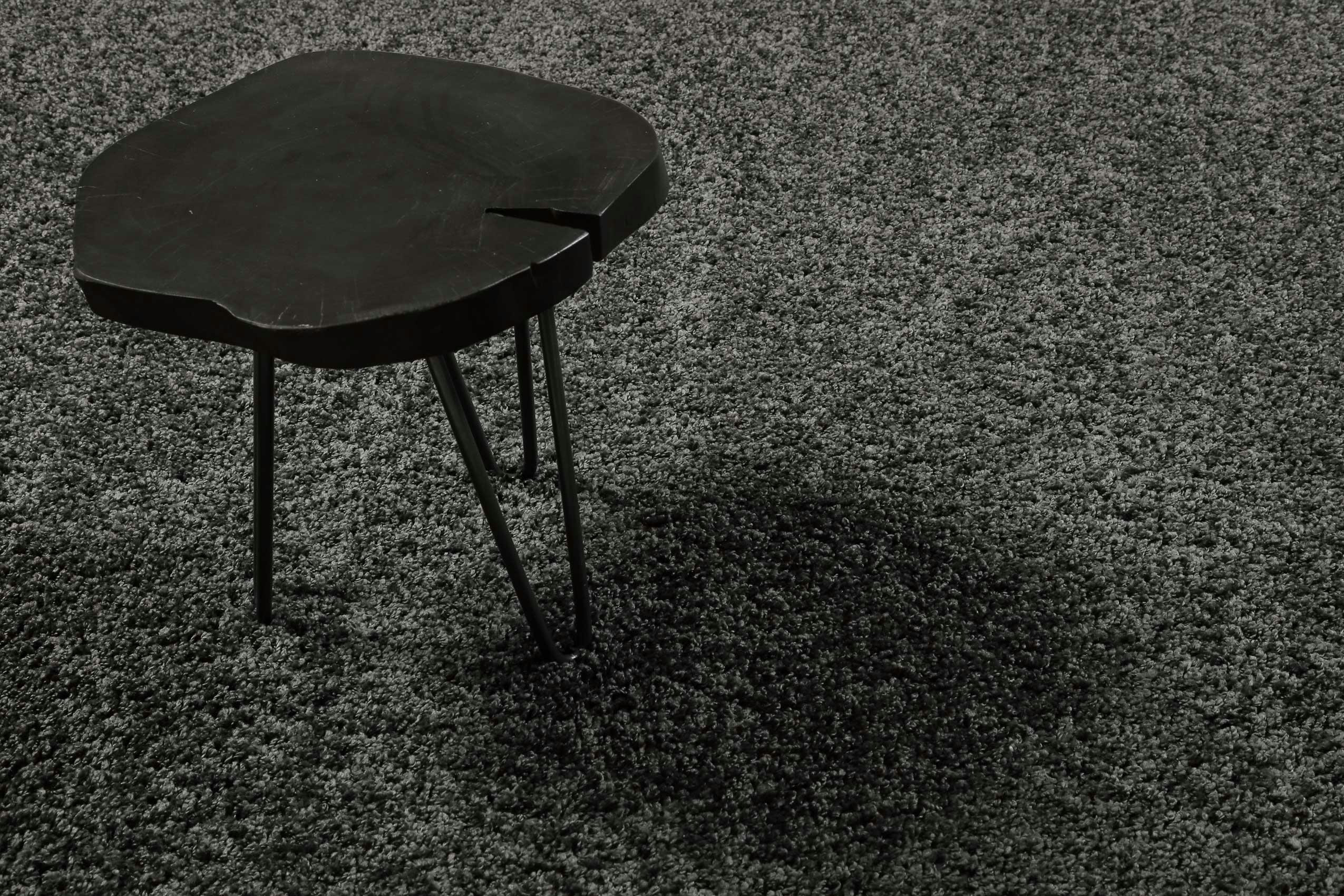 #WHISPER SHAG - Tapis de couloir poils longs effet bouclette gris anthracite 80x400