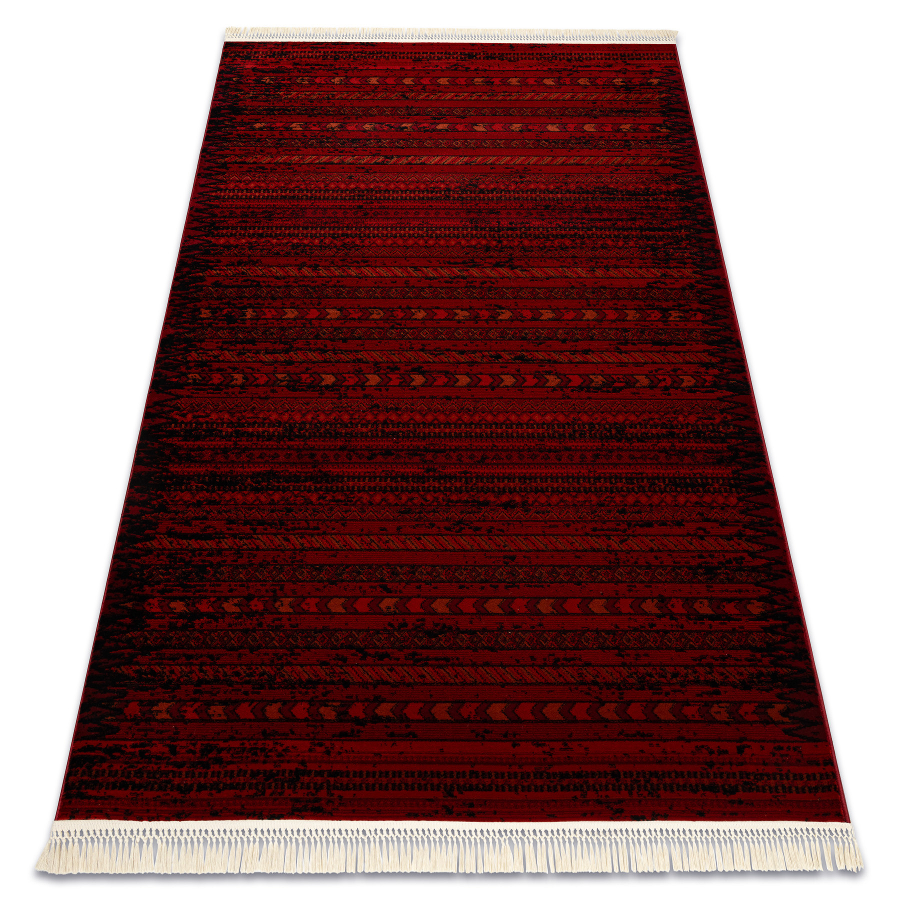 Dywan ORIENT 5820 bordo / czarny Orientalny, pasy z frędzlami100x200 cm