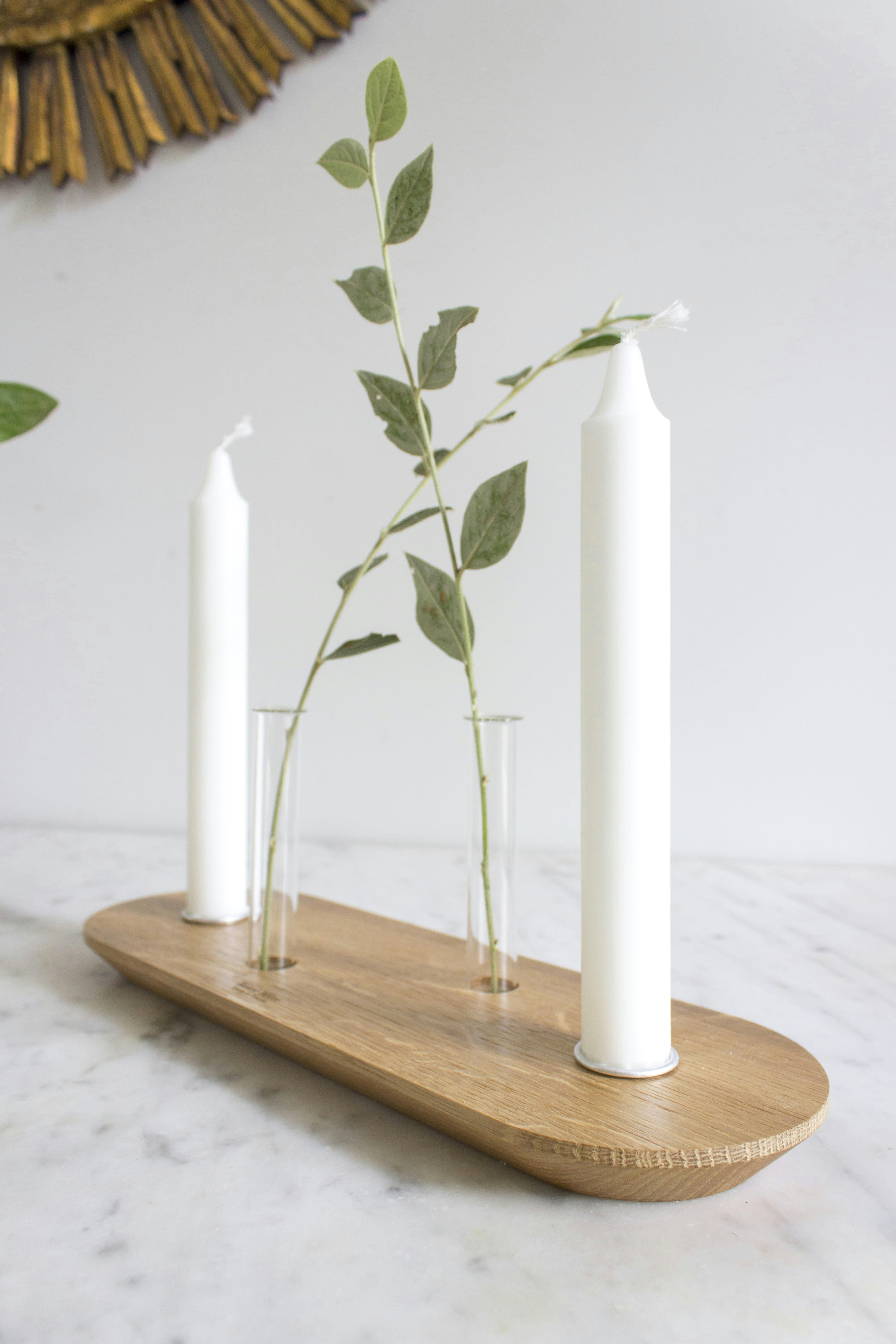 ARCHIPEL - Bougeoir soliflore en chêne Archipel L