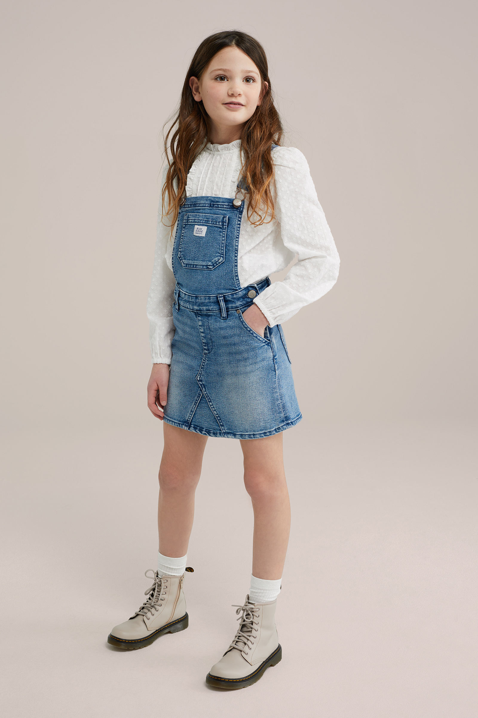 Meisjes denim tuinjurk