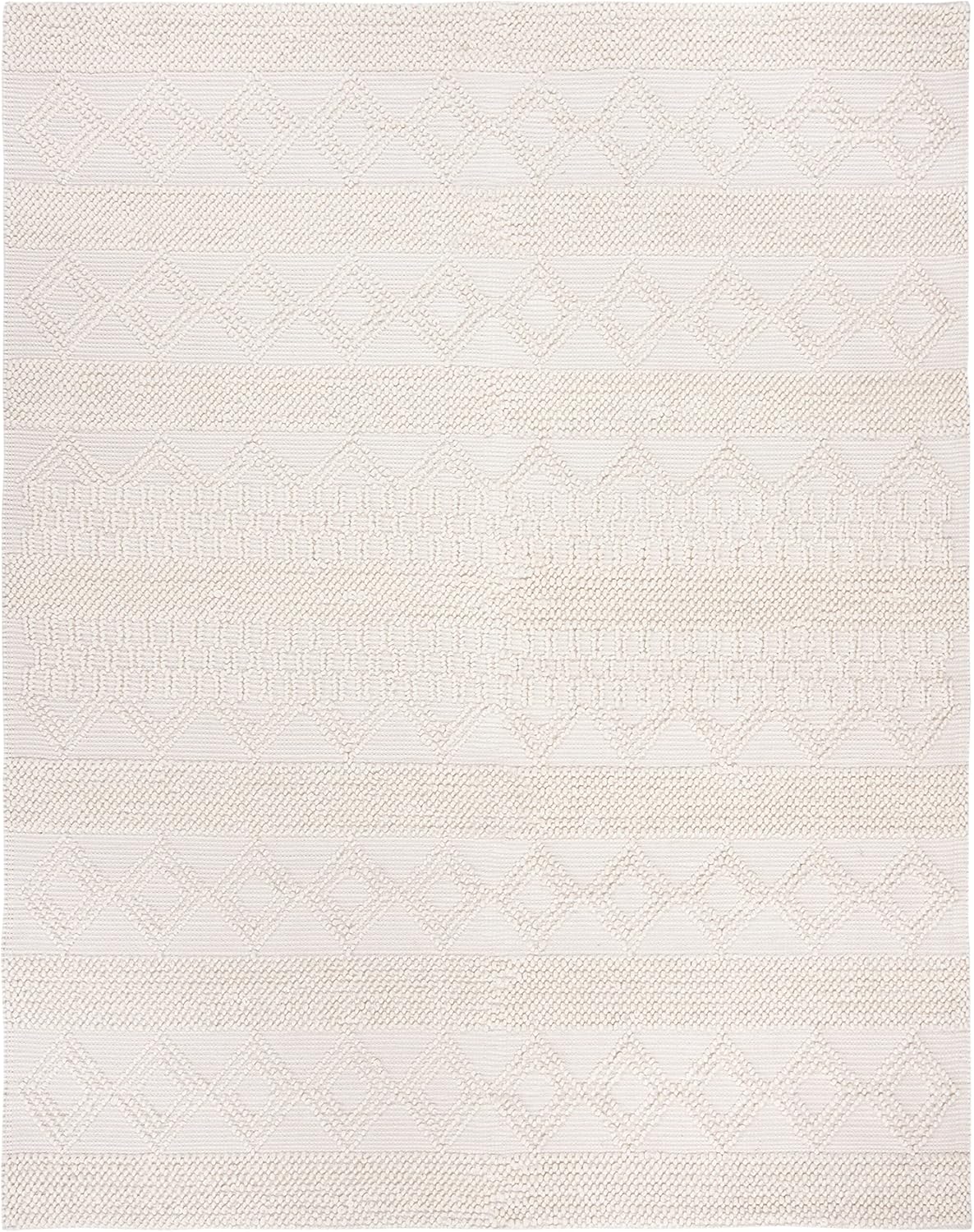 SAFAVIEH Natura Collection Area Rug - 8' x 10', Ivory, Handmade Moroccan Boho Tribal Wool & Cotton, Ideal for High Traffic Areas in Living Room, Bedroom (NAT102C)