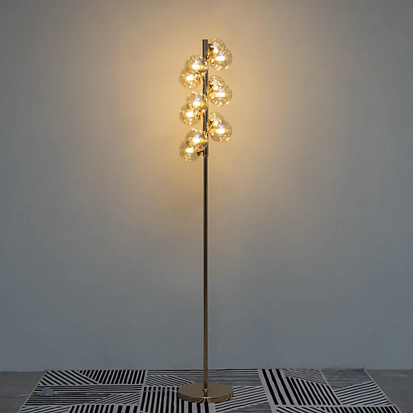 Lampadaire contemporain doré à verres ambrés - Ambrosia