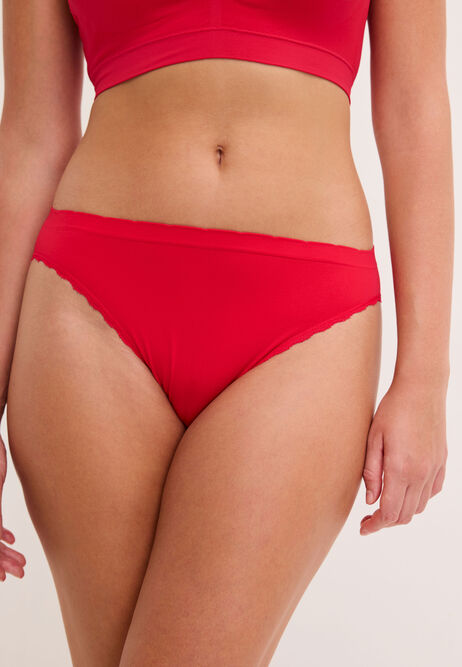 Womens 3pk Red and Black High Leg Seam Free Briefs