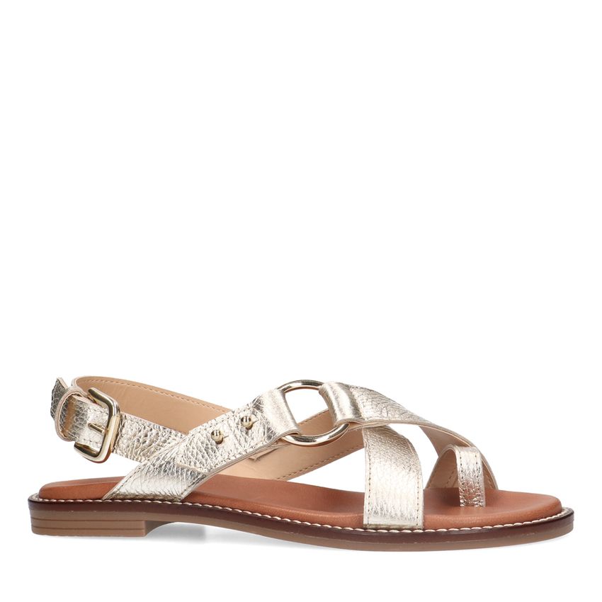 Manfield Gouden leren sandalen