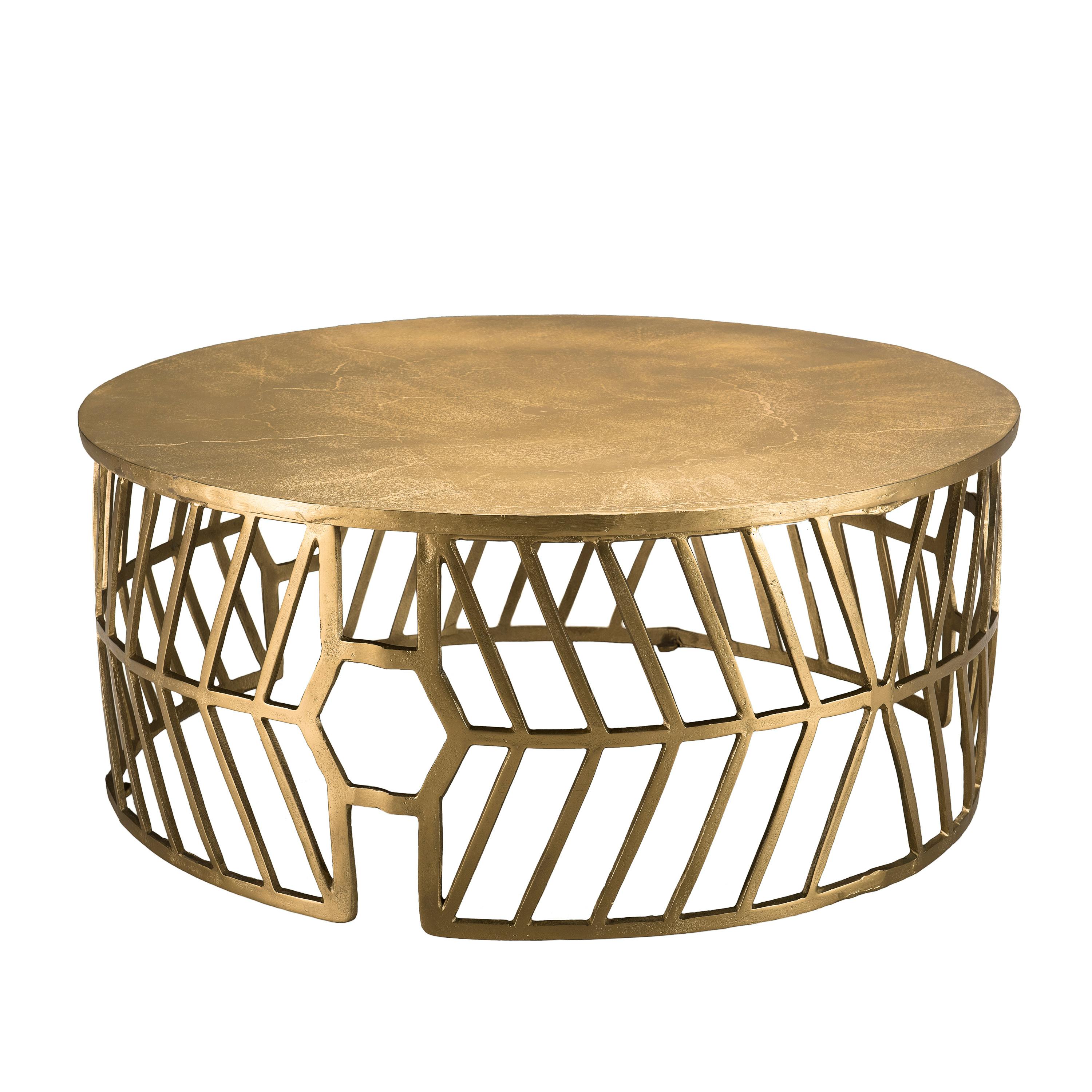 Table basse contemporaine dorée motif flèche ZALA