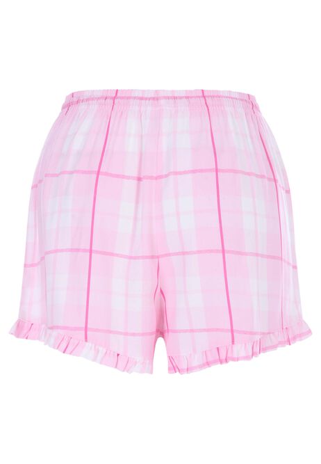Womens Pink Check Woven Pyjama Shorts