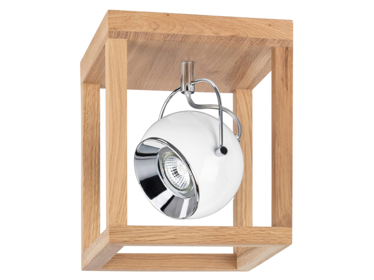 Lampa sufitowa Roy spot drewniany brązowo-biały