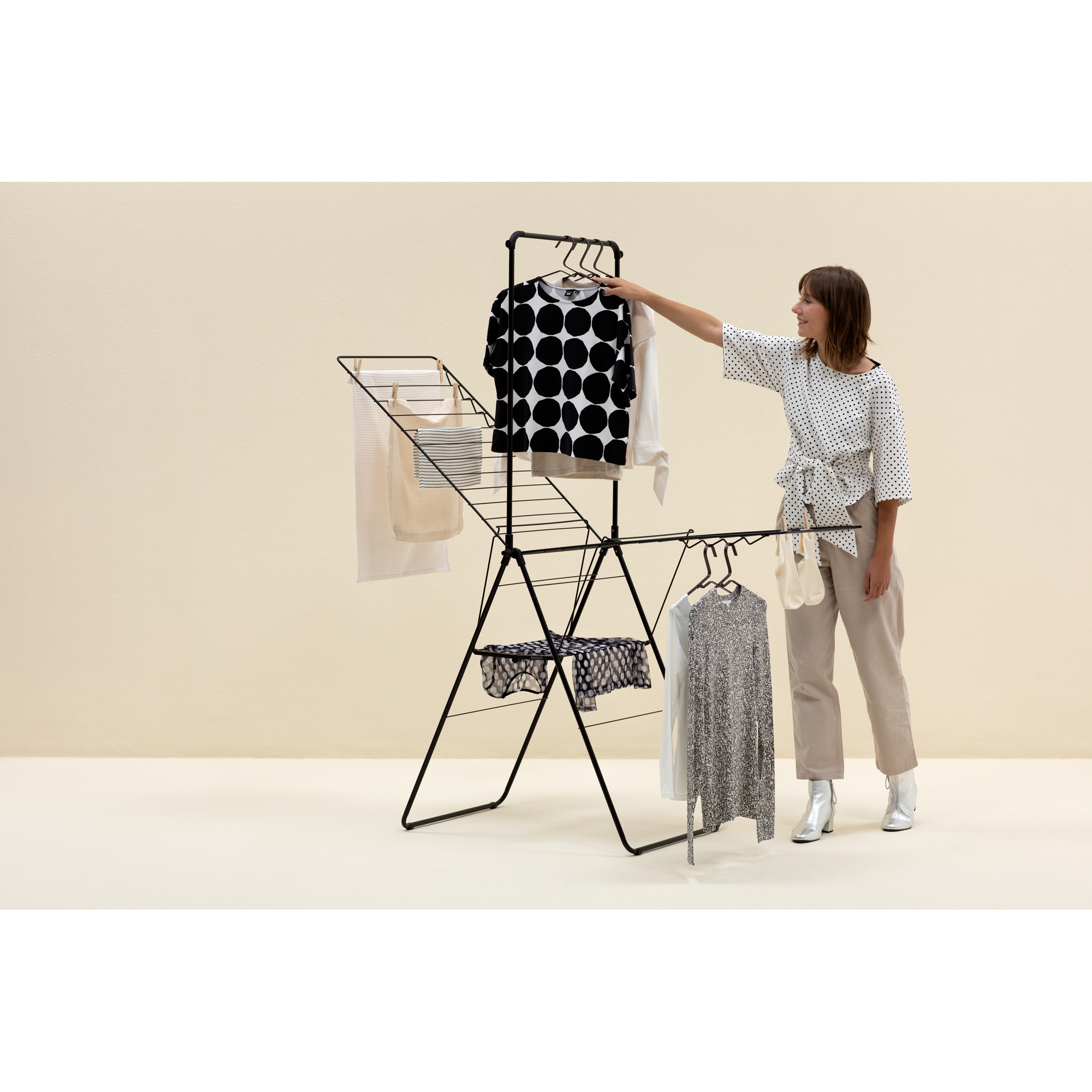 Brabantia HangOn droogrek, 25 meter met stang - Matt Black