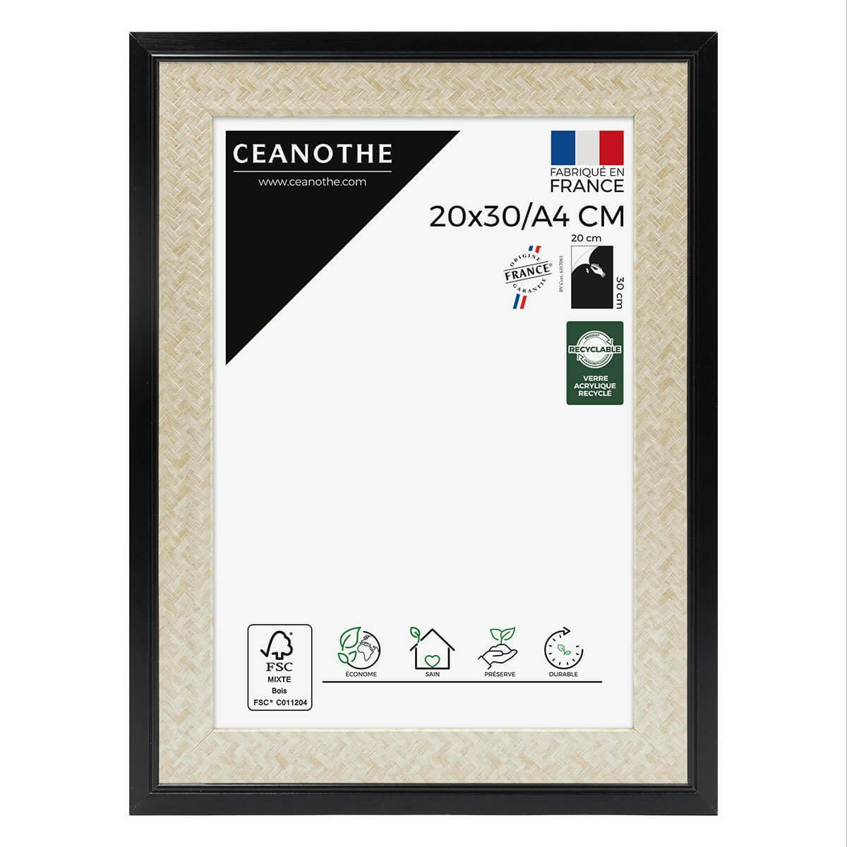 PALMA - Cadre photo noir 20x30/A4 cm résine recyclée