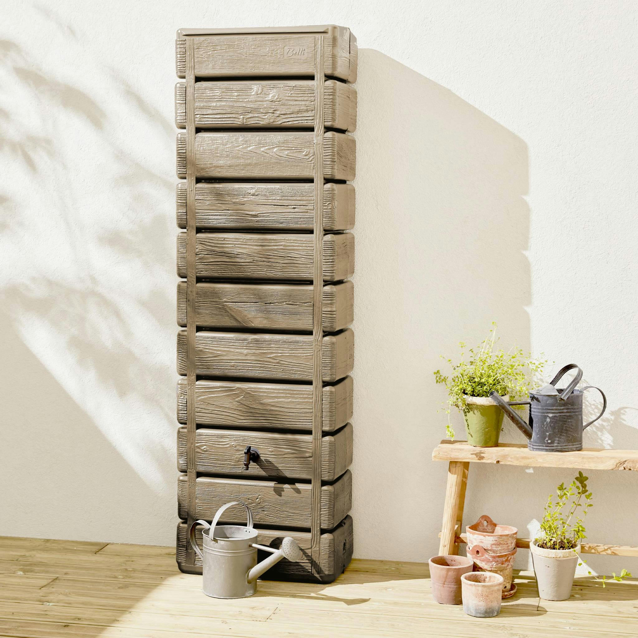 GRANDVAL - Récupérateur d'eau mural grandval 300l imitation bois beige avec kit