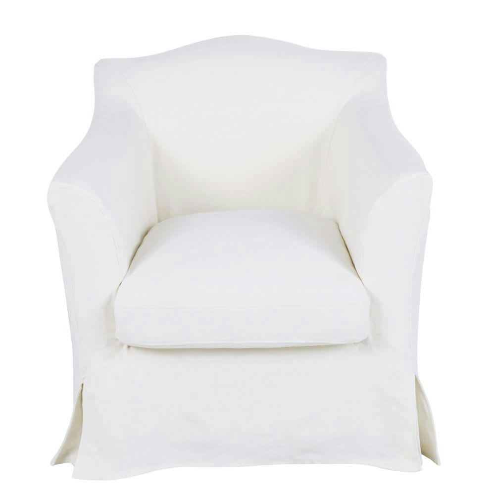 Anaelle - Fauteuil en lin froissé blanc