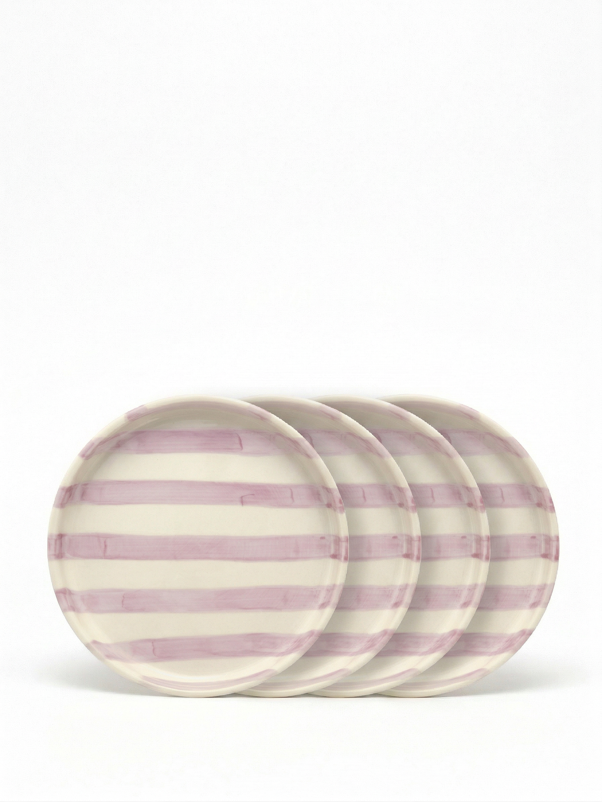 vtwonen - Gebaksbord - Strepen - Lila - Keramiek - 13cm - Set van 4