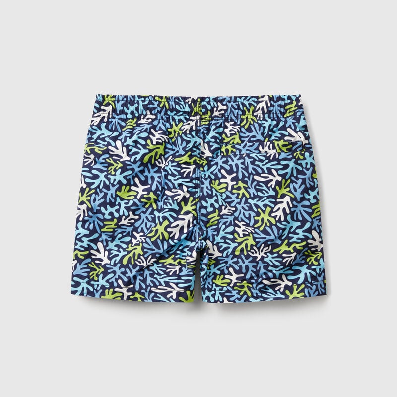 Patterned swim trunks in nylon