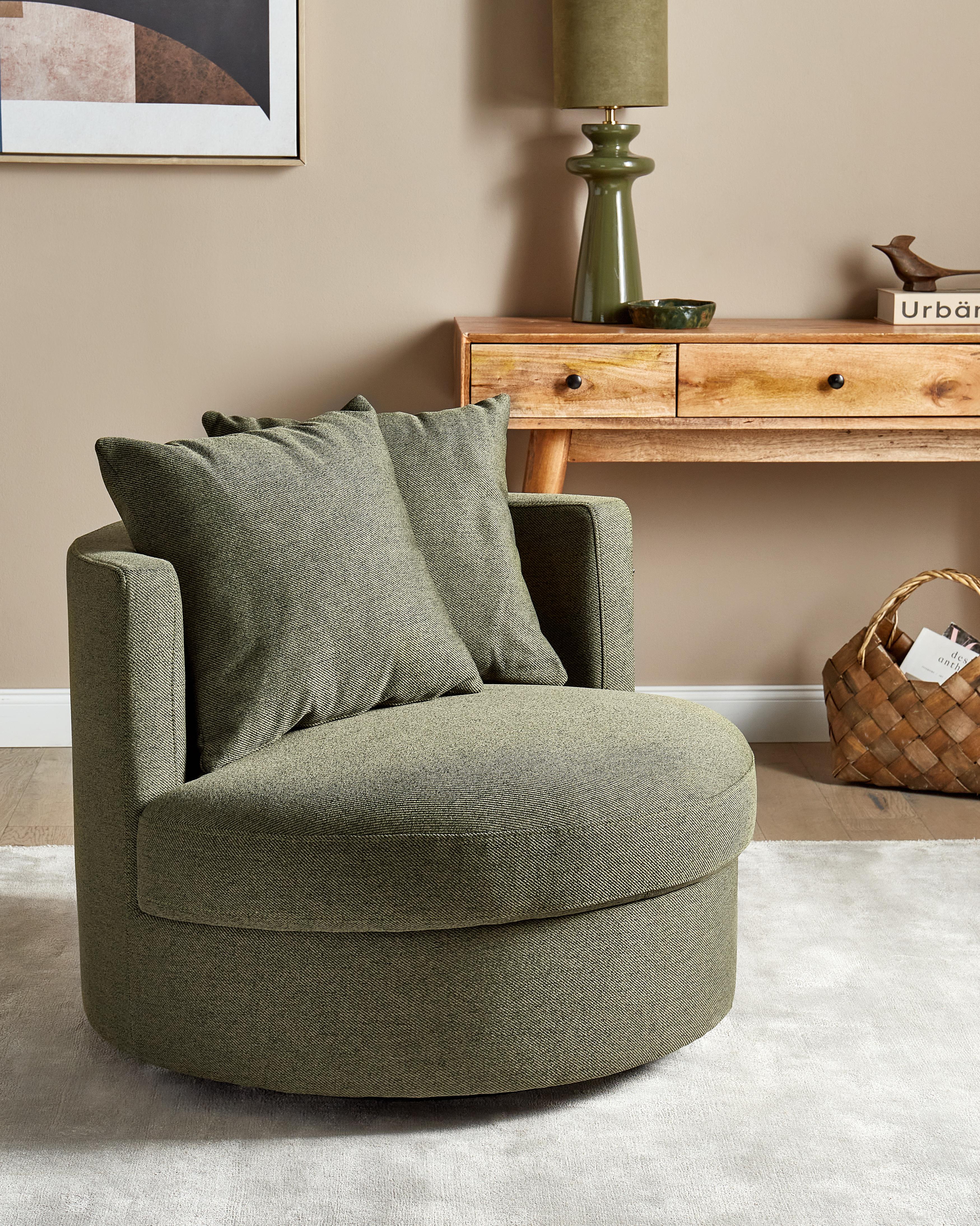 Swivel Armchair DALBY Fabric Dark Green