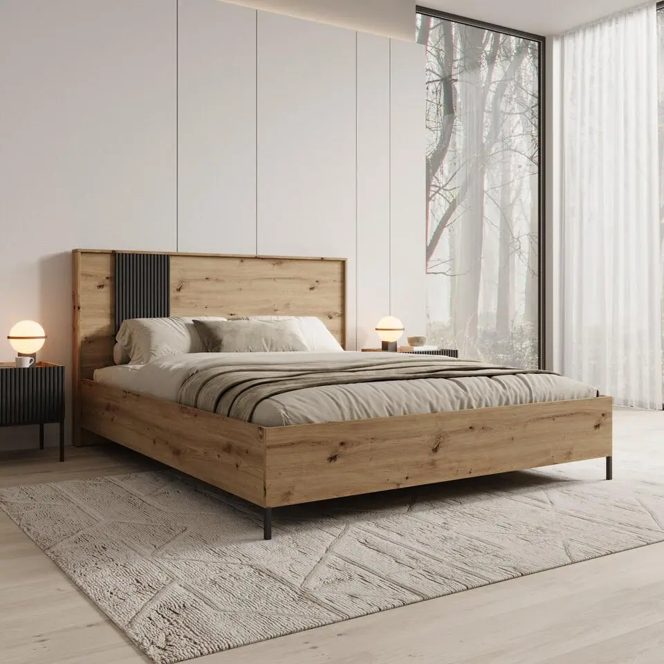 Meubella - Capri - Tweepersoonsbed - Eiken - 160x200 cm