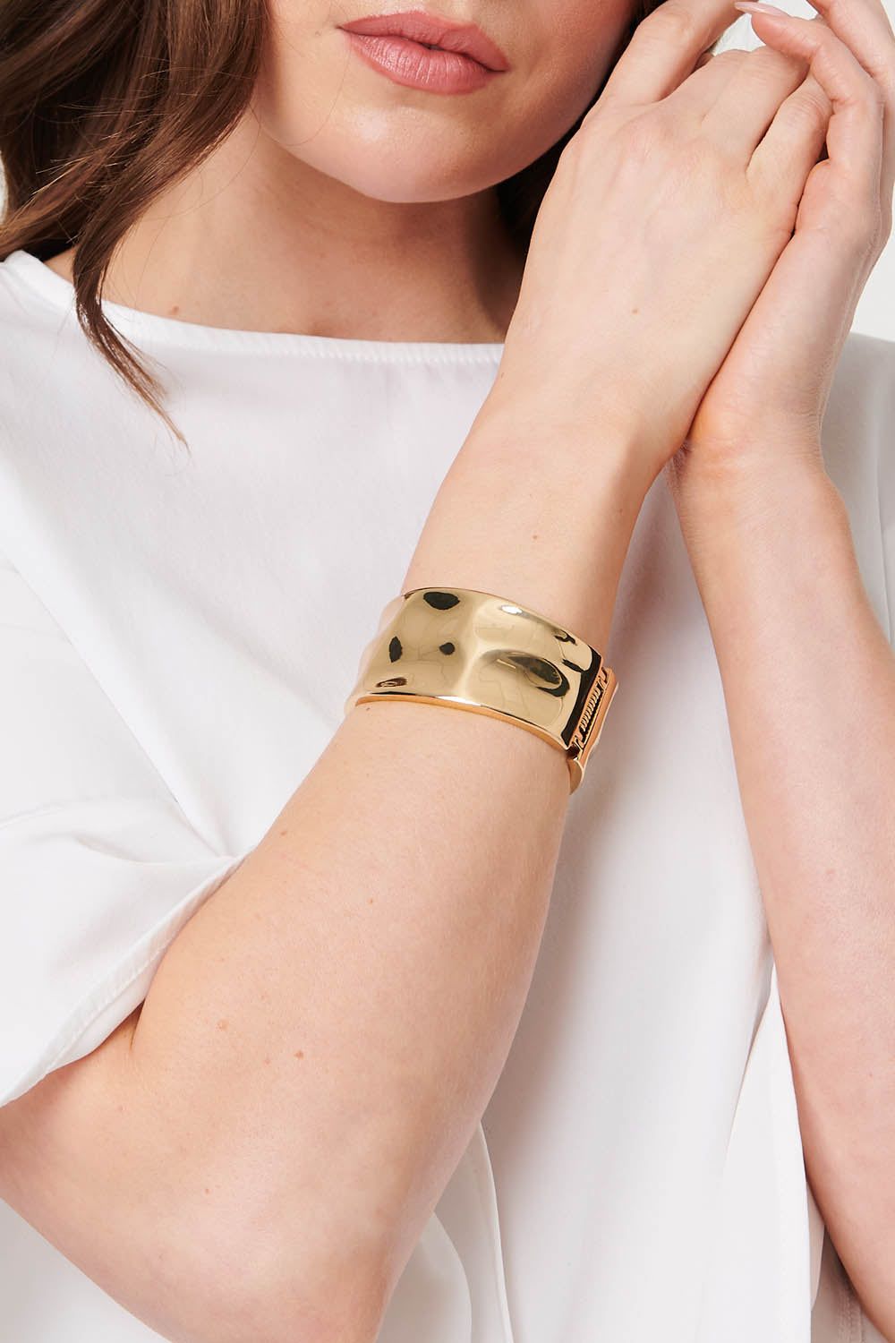 Izabel London Metallic Texture Wide Statement Bracelet