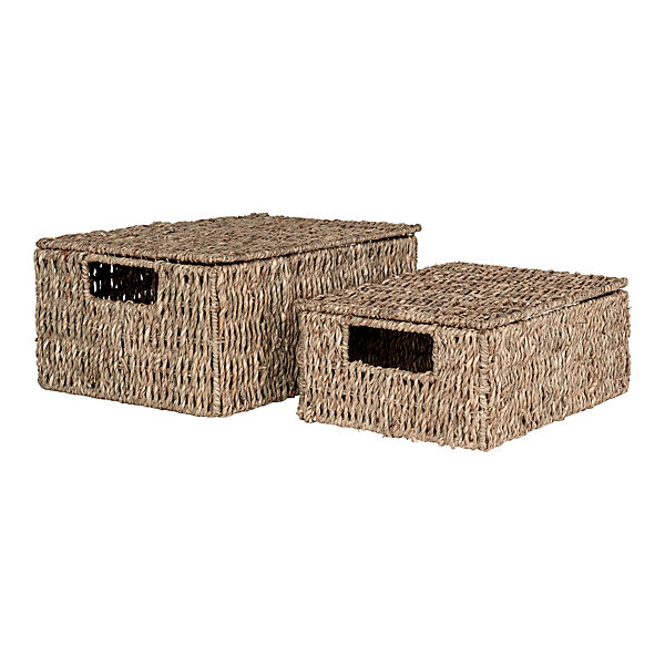 Paniers Venoso en Jonc de Mer - Ensemble de 2 Paniers Naturels pour Décoration et Rangement