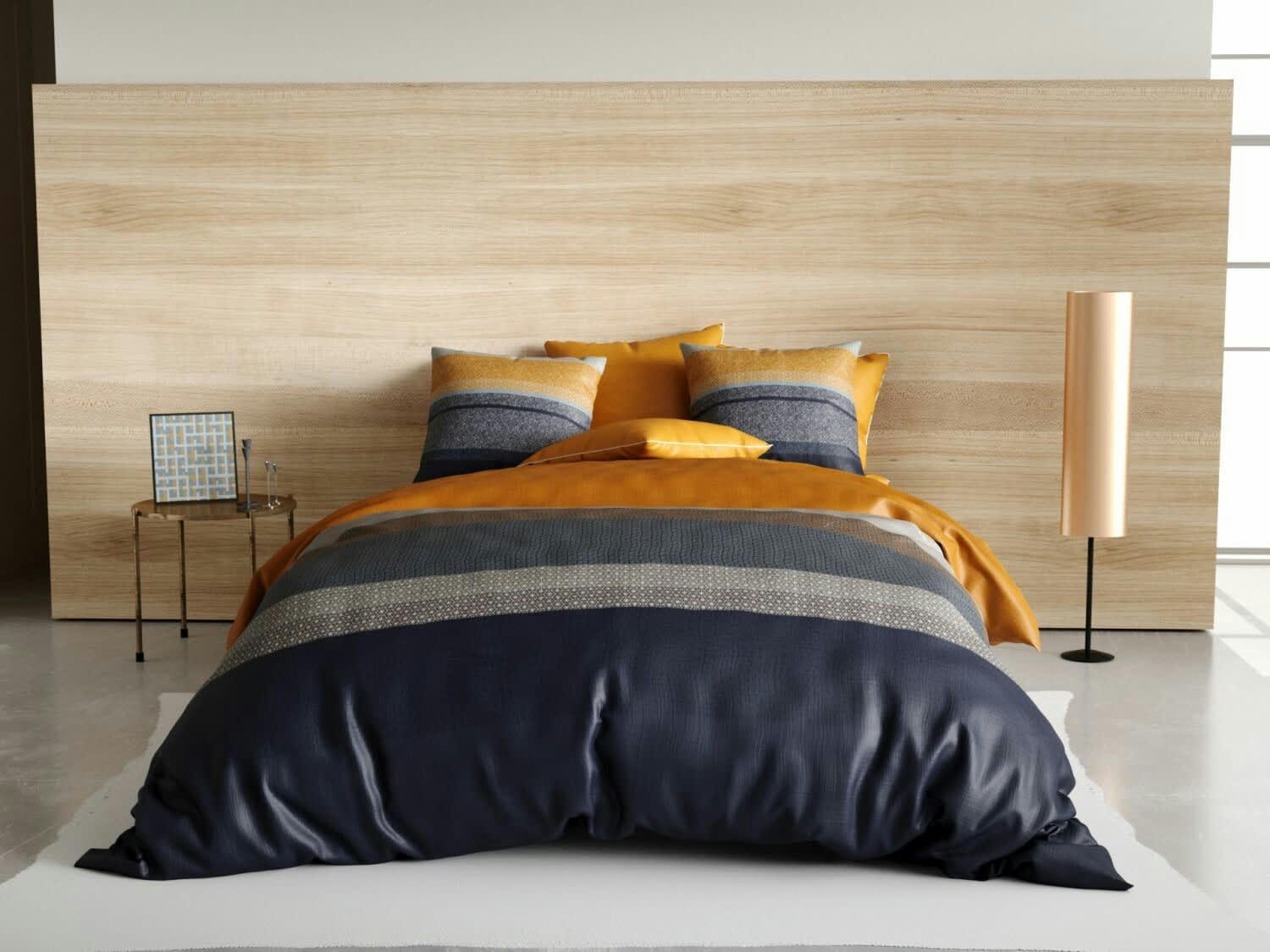 UBUD - Parure housse de couette coton bleu 240x260 cm