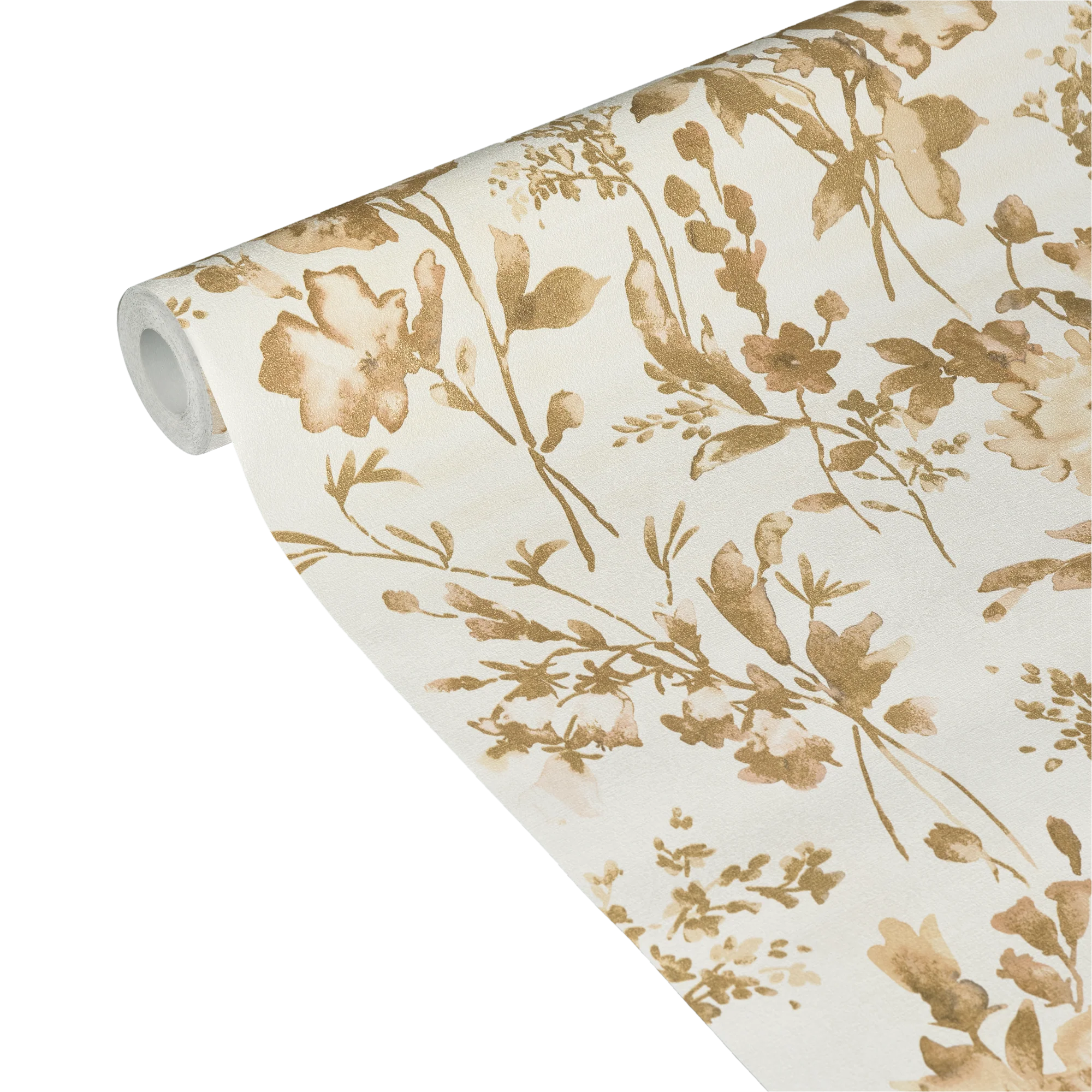CosmoLiving Papier peint intissé PETAL POETRY blanc et doré