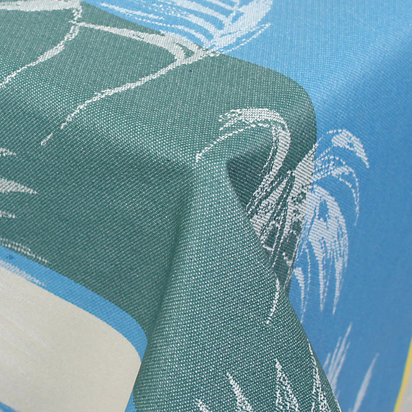 Nappe rectangle 150x200 cm PALMIER bleu lagon Jacquard coton