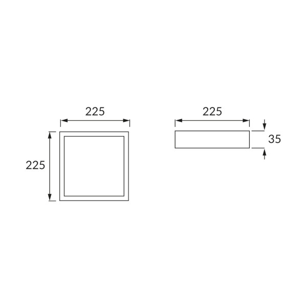 Plafon MARTINkwadratowy srebrny LED 1x18W 22,5cm 1620lm IP20 Struhm