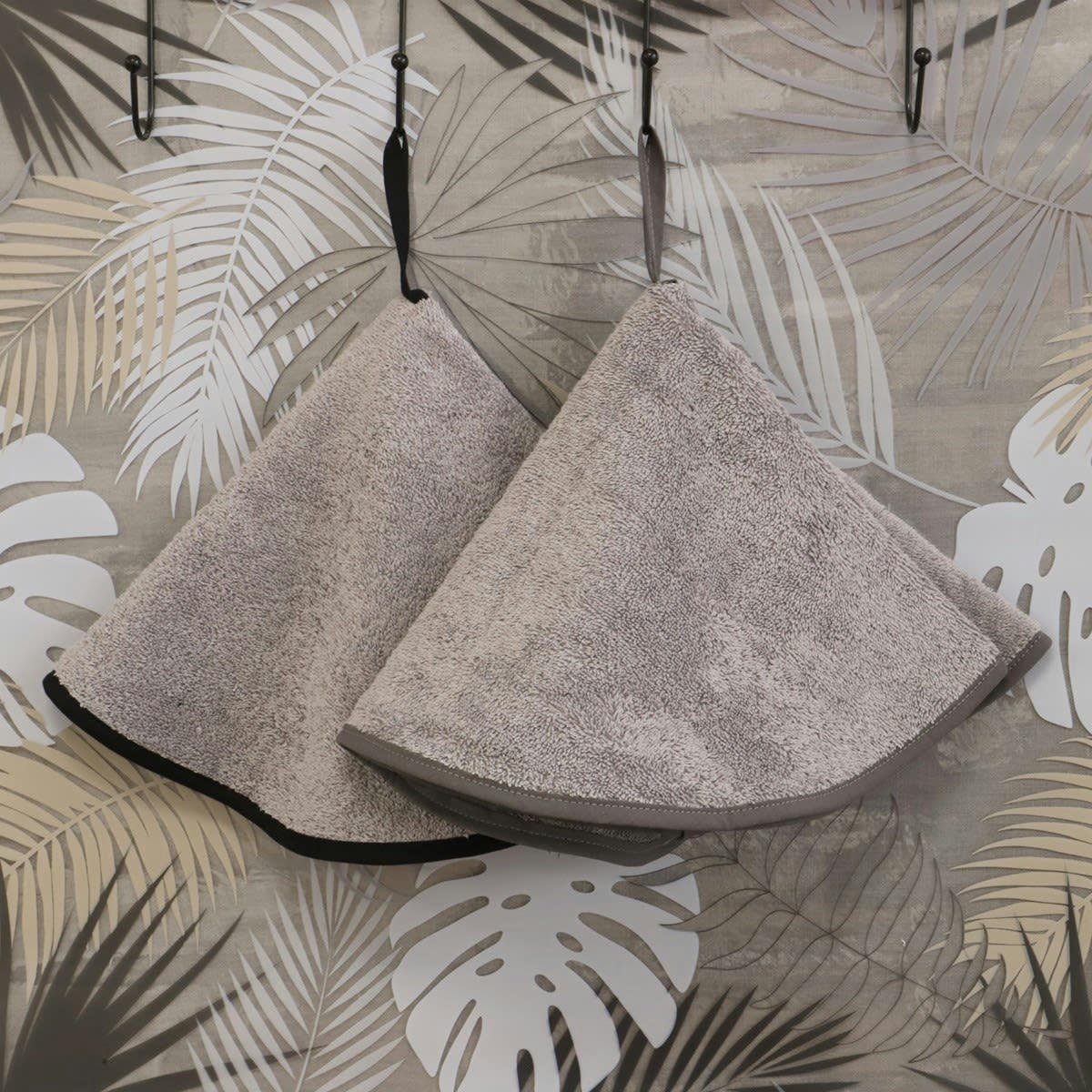 DECO - Lot de 2 essuies mains en coton gris