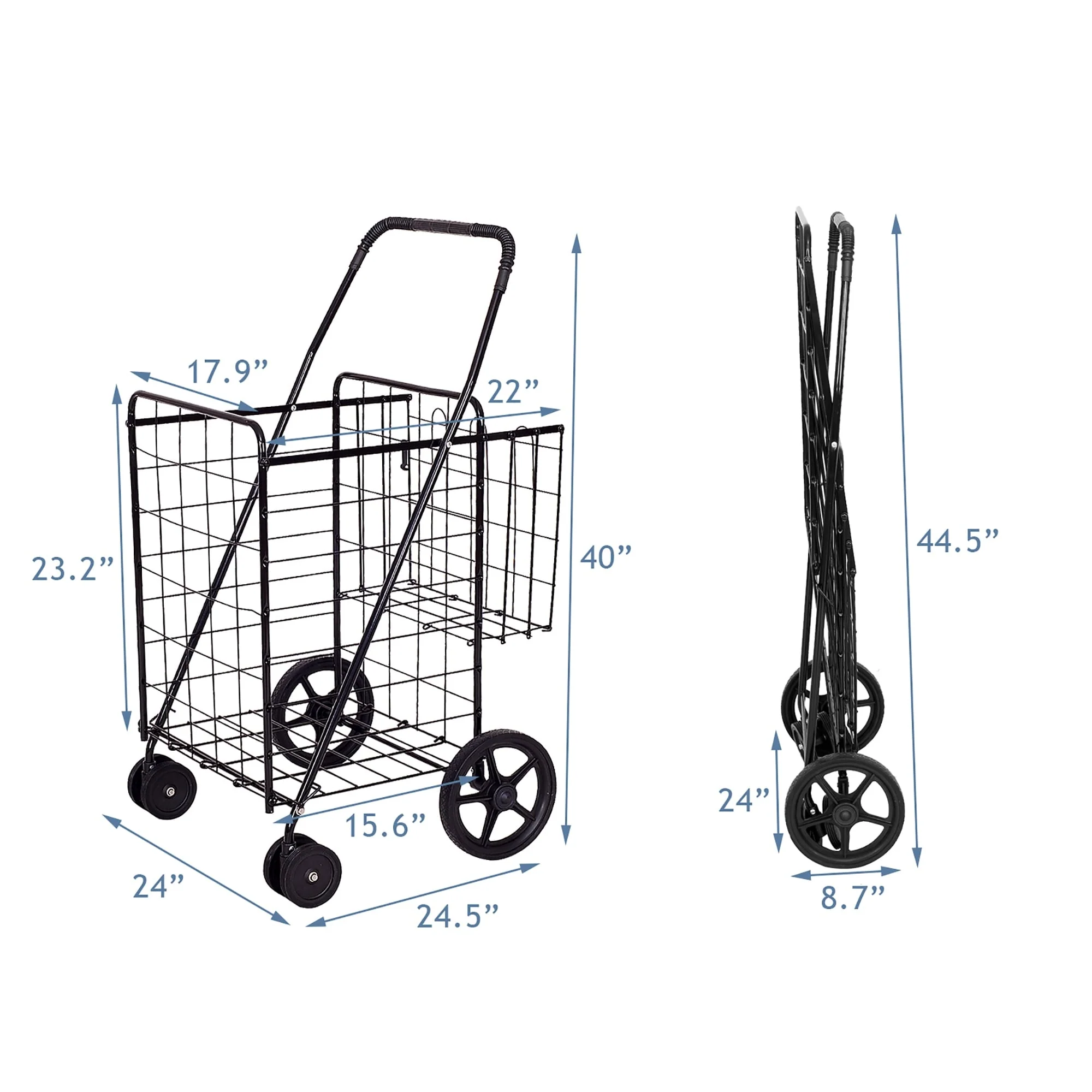 Folding Shopping Cart Utility Cart with Swivel Wheels