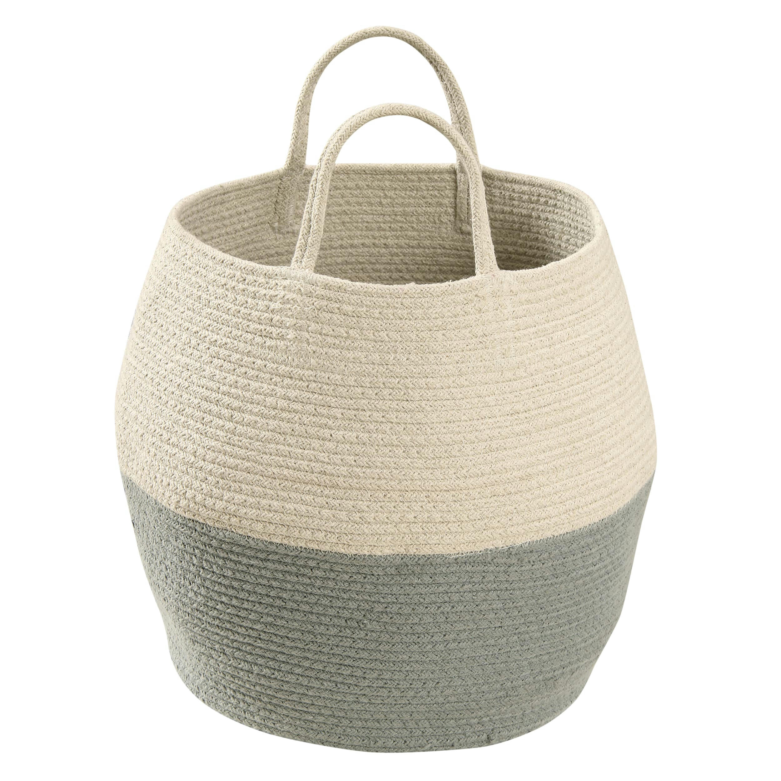 MOROCCO - Panier en coton blanc et bleu 35xØ30